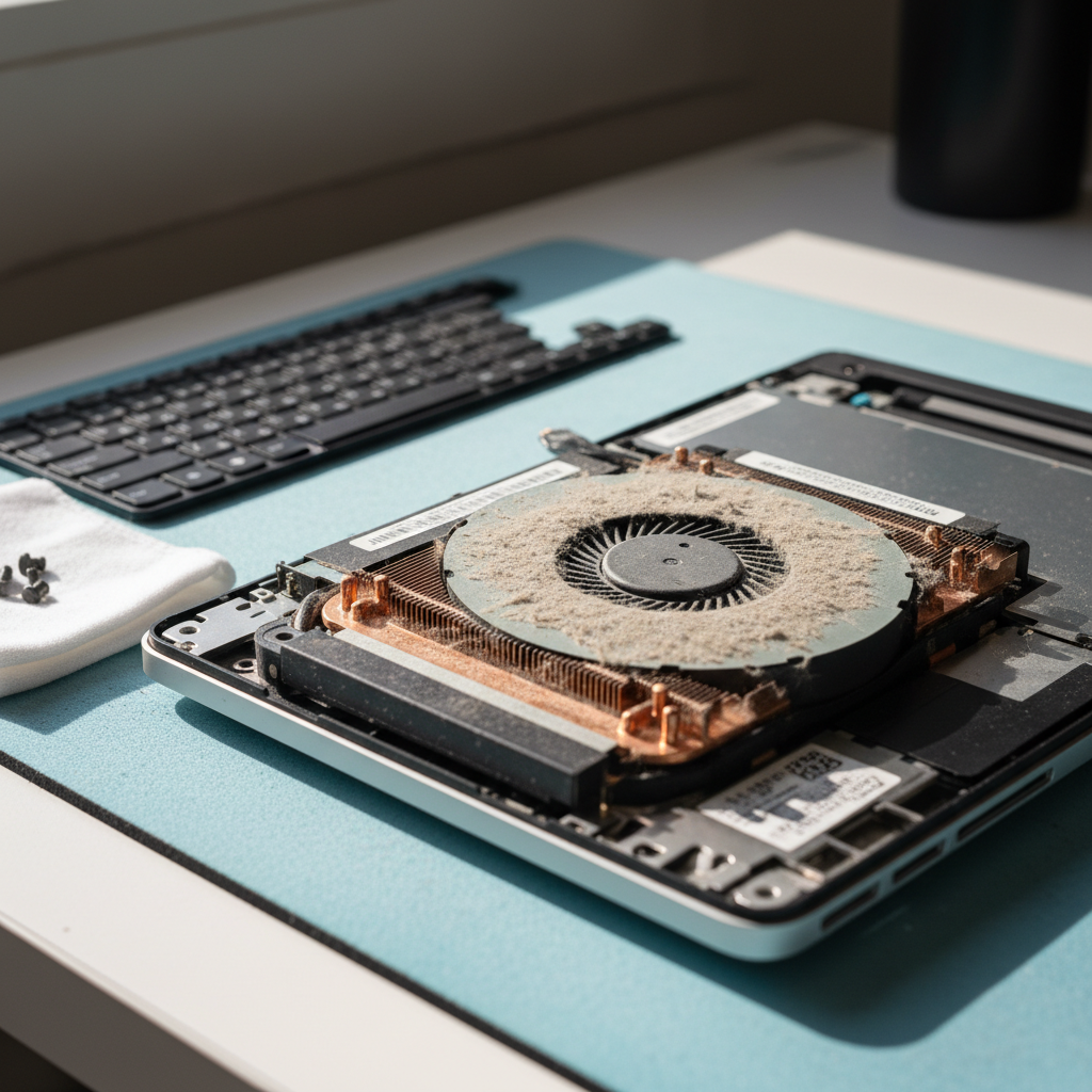 Dust-clogged laptop fan cleaning service in Brightwaters — Newcastle NSW 2264