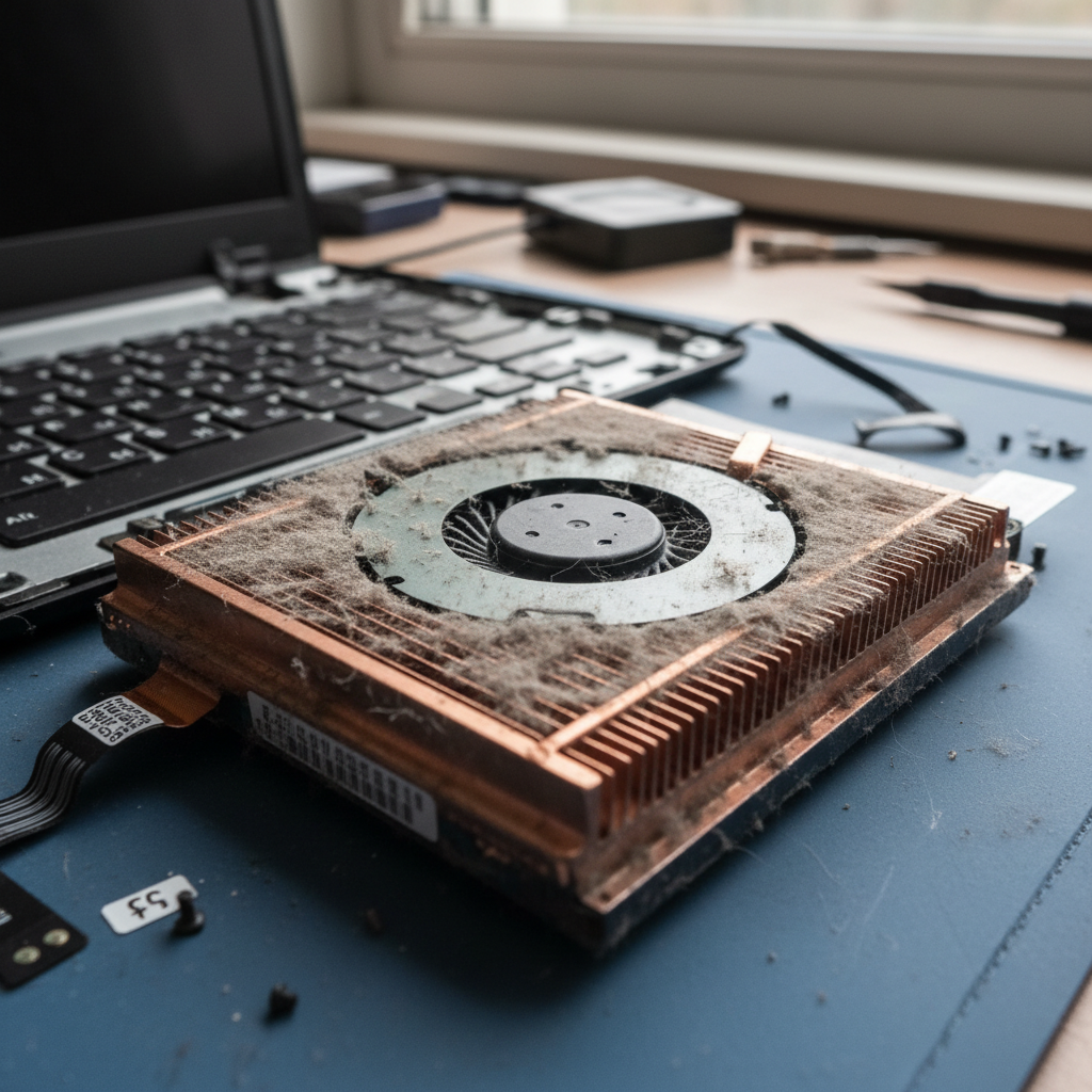 Dust-clogged laptop fan cleaning service in Brookfield — Newcastle NSW 2420