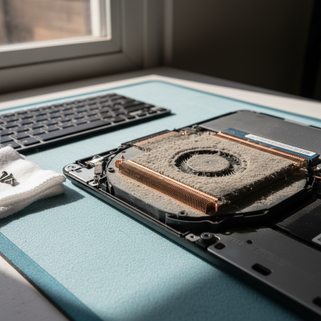 Dust-clogged laptop fan cleaning service in Buchanan — Newcastle NSW 2323