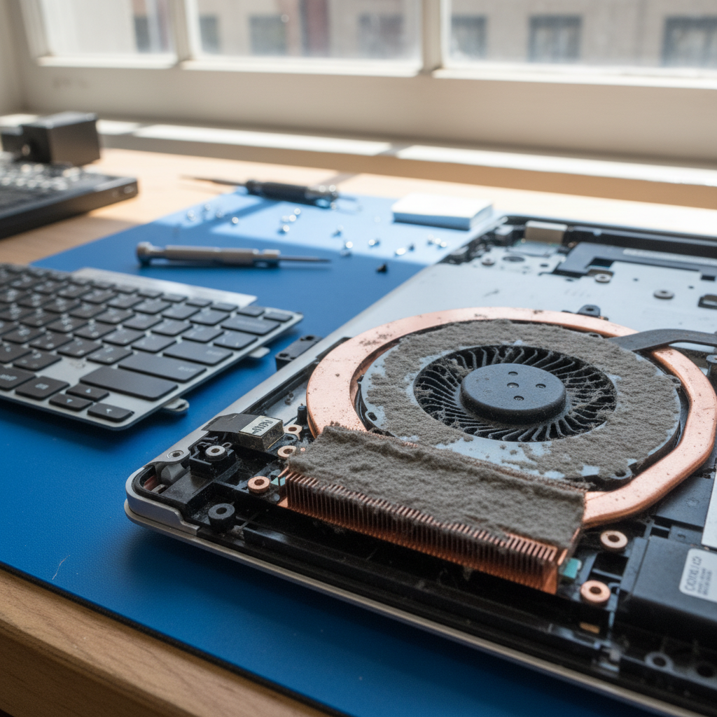 Dust-clogged laptop fan cleaning service in Buchfelde — Adelaide SA 5118