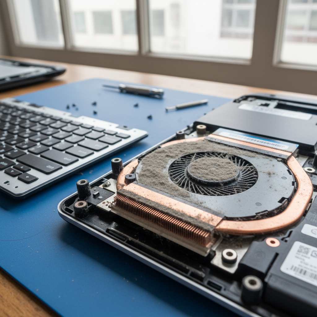 Dust-clogged laptop fan cleaning service in Buckland Park — Adelaide SA 5120