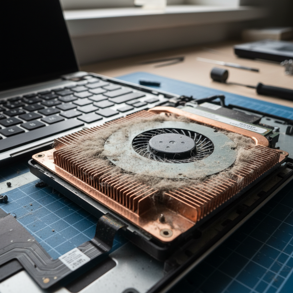 Dust-clogged laptop fan cleaning service in Callaghan — Newcastle NSW 2308