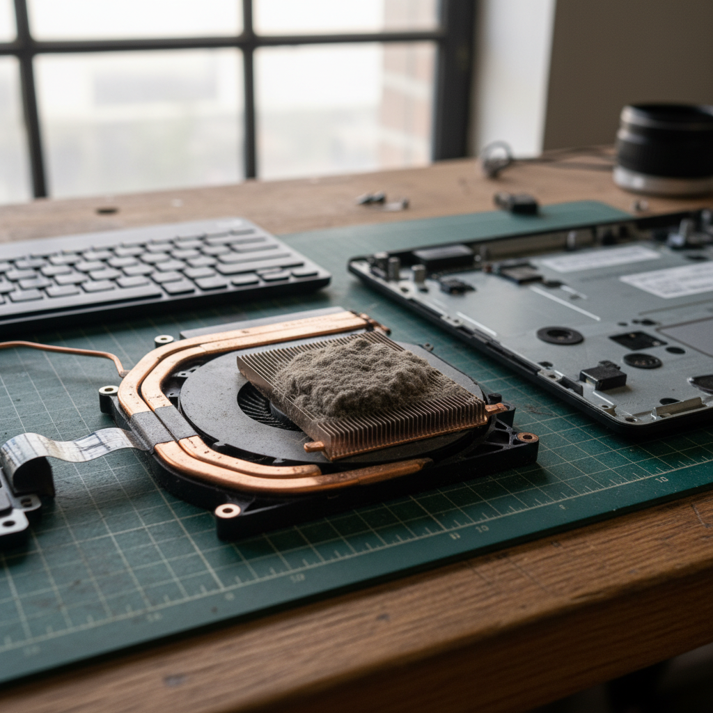 Dust-clogged laptop fan cleaning service in Camden Park — Adelaide SA 5038