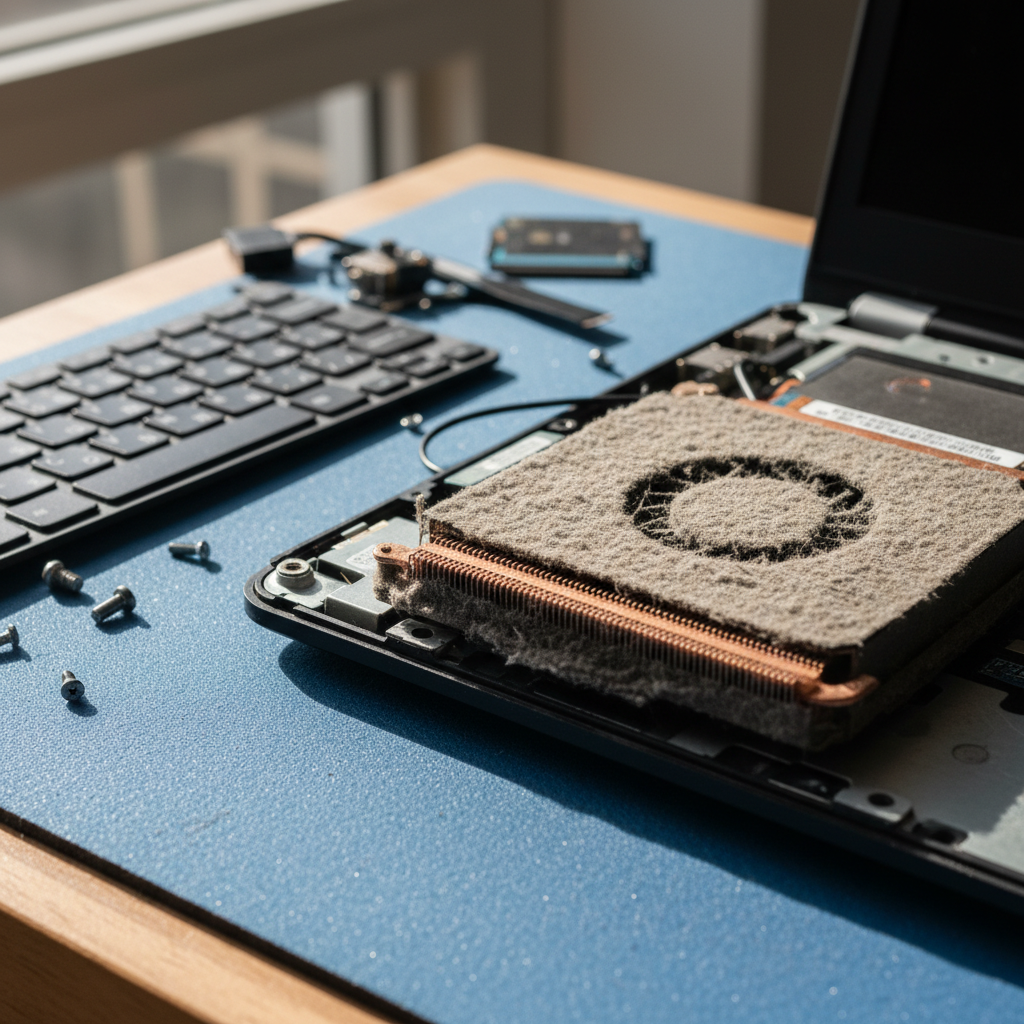 Dust-clogged laptop fan cleaning service in Canton Beach — Newcastle NSW 2263