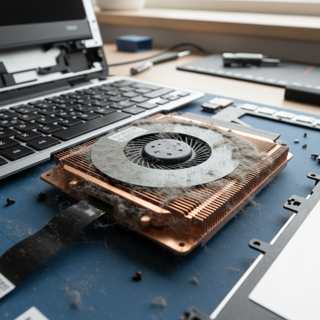 Dust-clogged laptop fan cleaning service in Cardiff — Newcastle NSW 2285