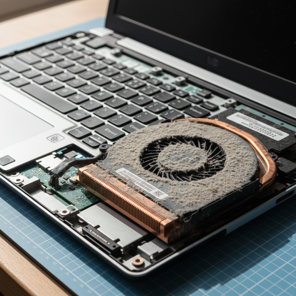 Dust-clogged laptop fan cleaning service in Cardiff South — Newcastle NSW 2285