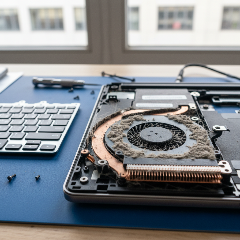Dust-clogged laptop fan cleaning service in Caves Beach — Newcastle NSW 2281