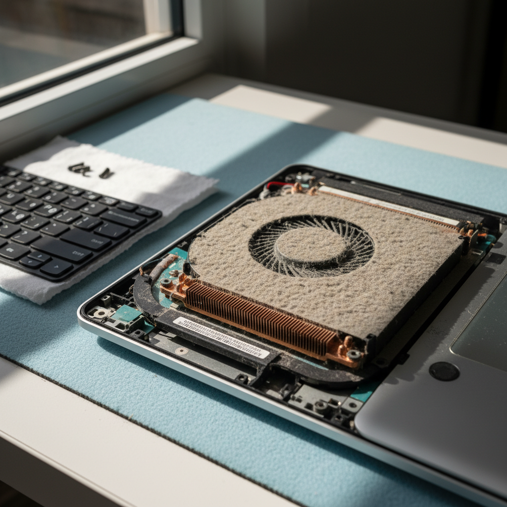 Dust-clogged laptop fan cleaning service in Clapham — Adelaide SA 5062