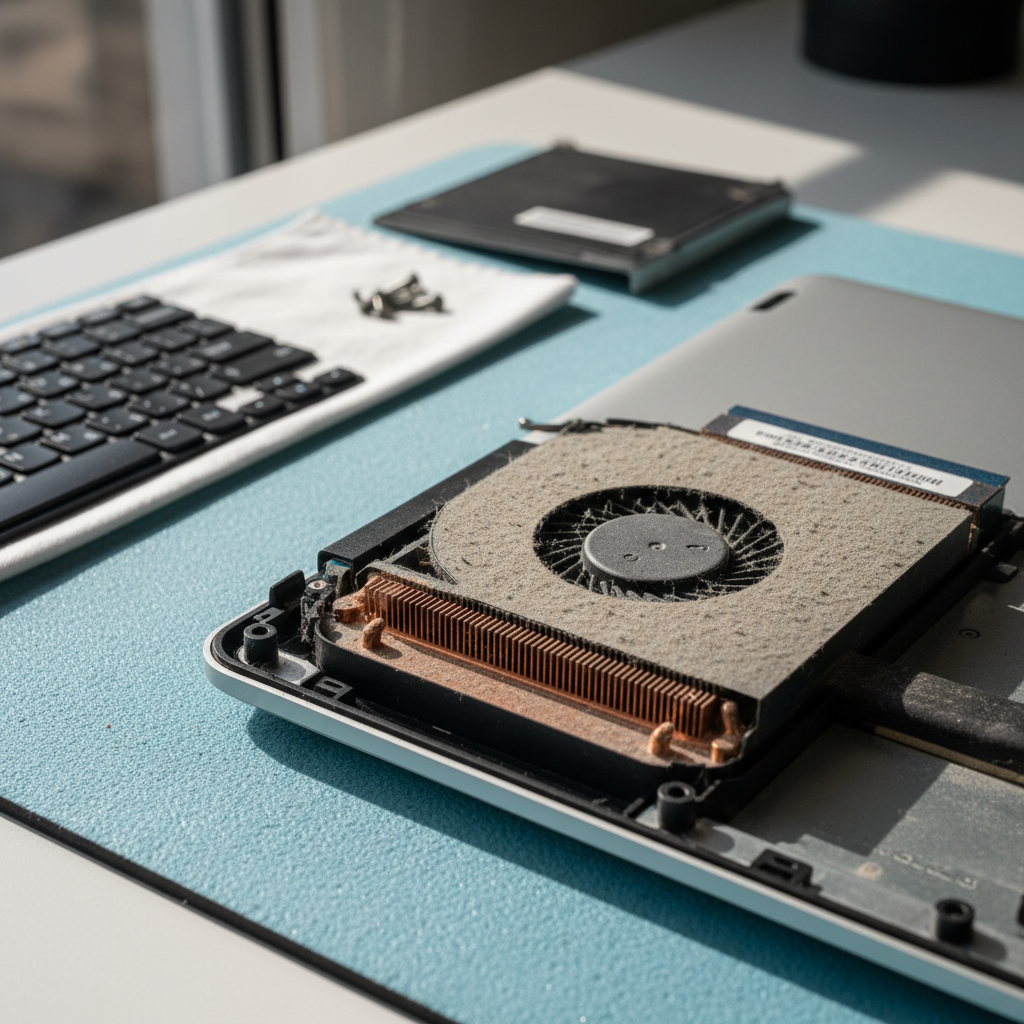 Dust-clogged laptop fan cleaning service in Clarence Park — Adelaide SA 5034