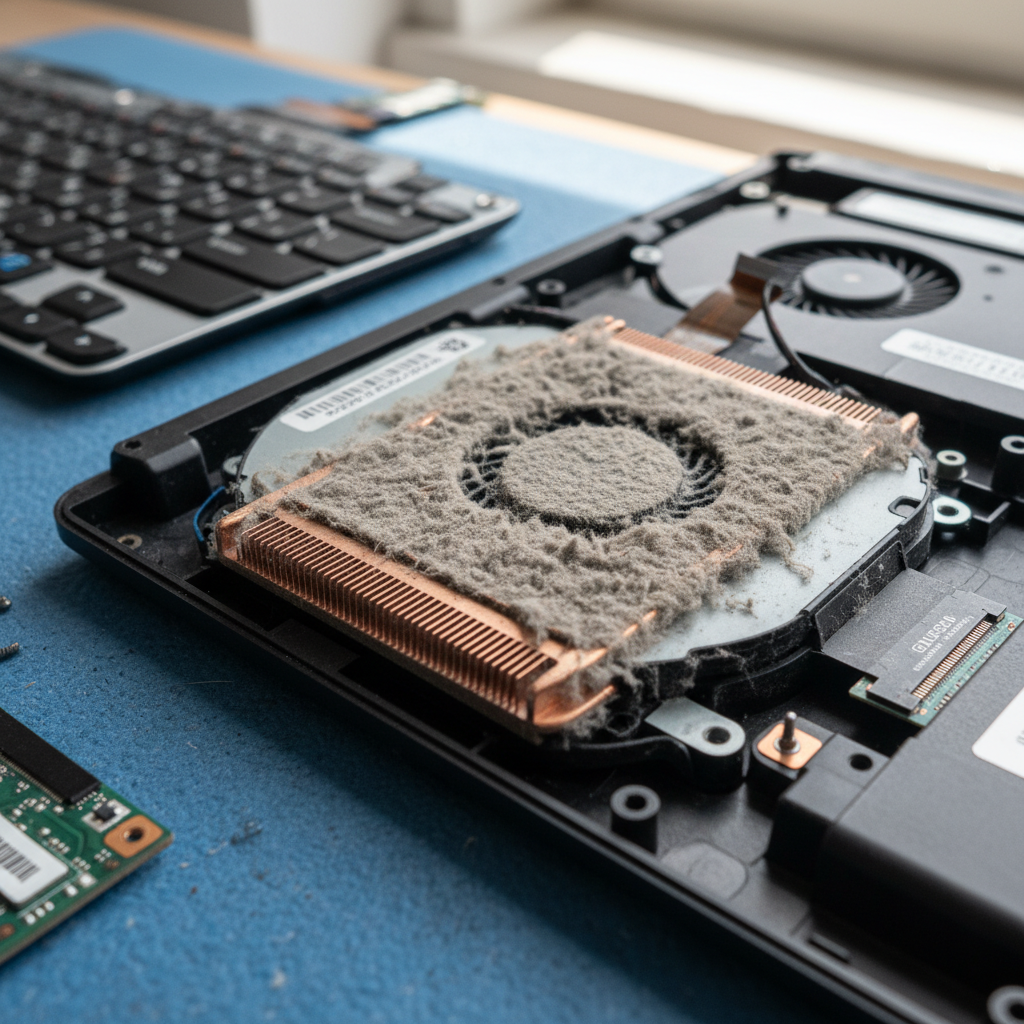 Dust-clogged laptop fan cleaning service in Clearview — Adelaide SA 5085