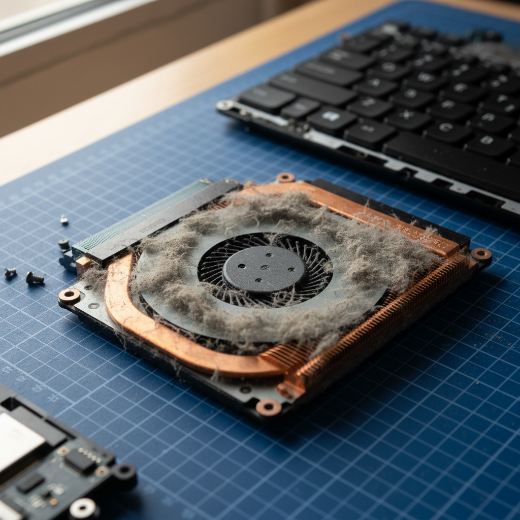 Dust-clogged laptop fan cleaning service in Collinswood — Adelaide SA 5081