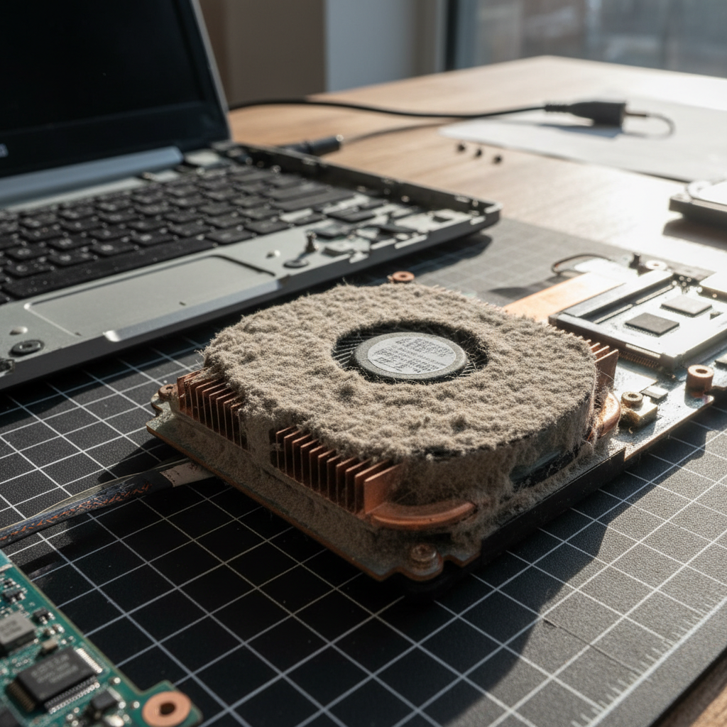 Dust-clogged laptop fan cleaning service in Crangan Bay — Newcastle NSW 2259