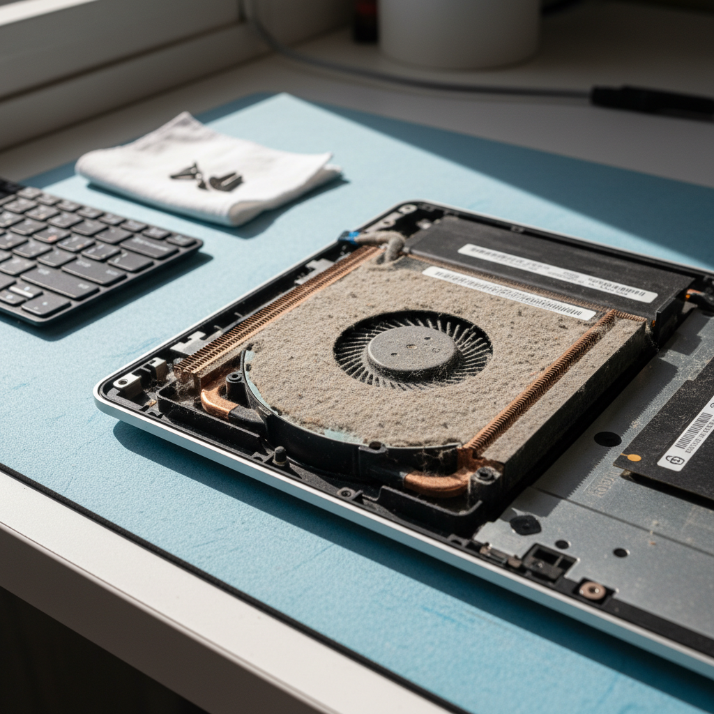 Dust-clogged laptop fan cleaning service in Cumberland Park — Adelaide SA 5041