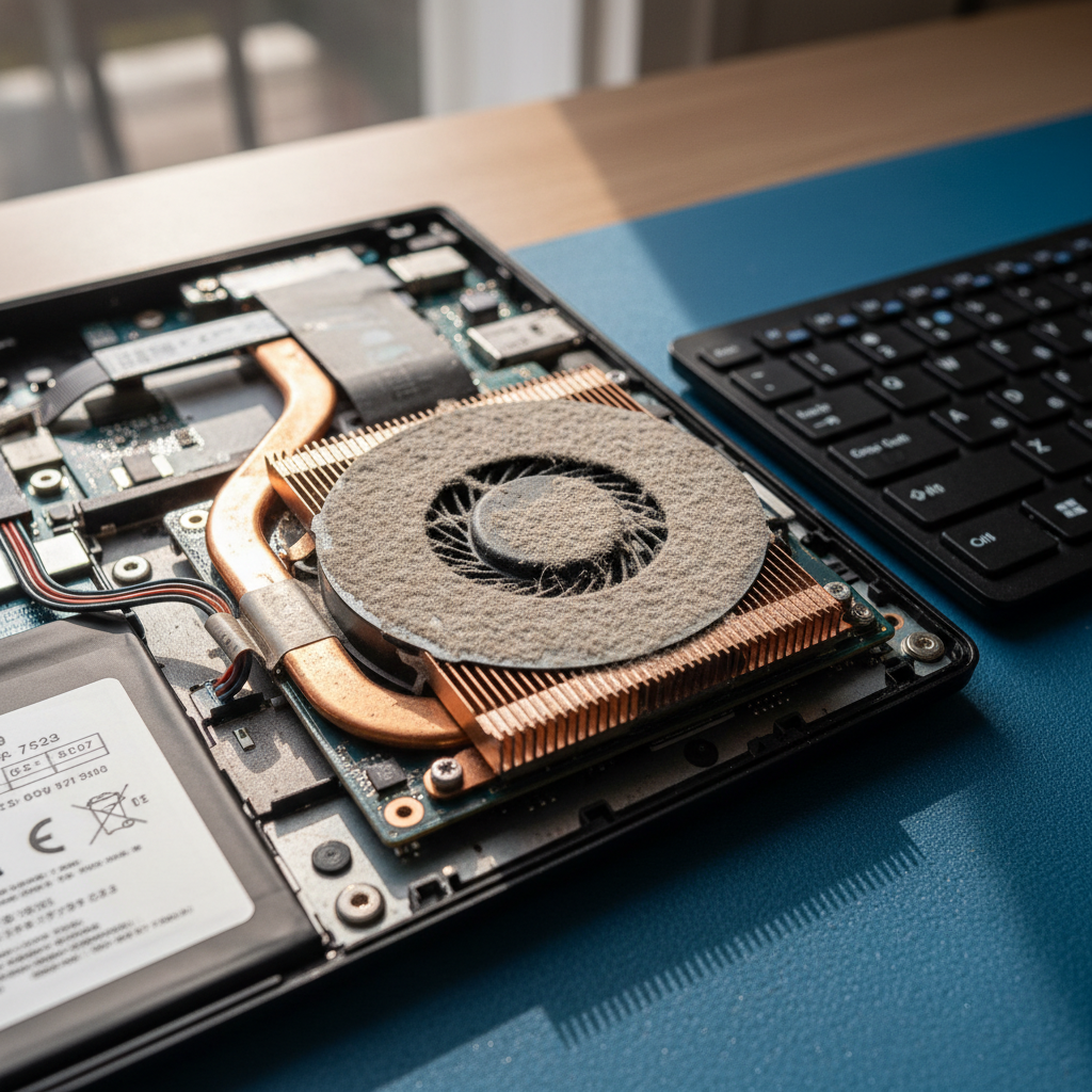 Dust-clogged laptop fan cleaning service in Darwin City — NT 0800