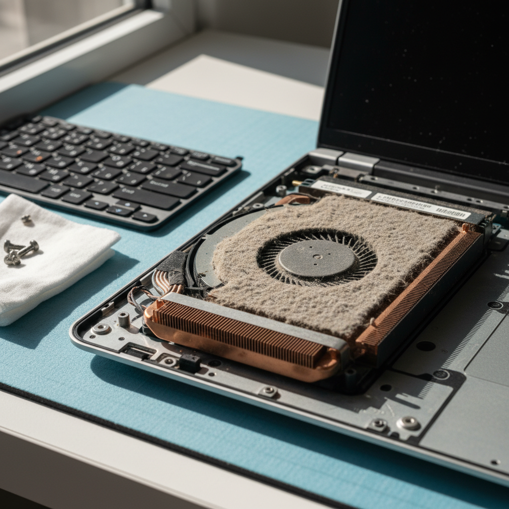 Dust-clogged laptop fan cleaning service in Derwent Park — Hobart TAS 7009