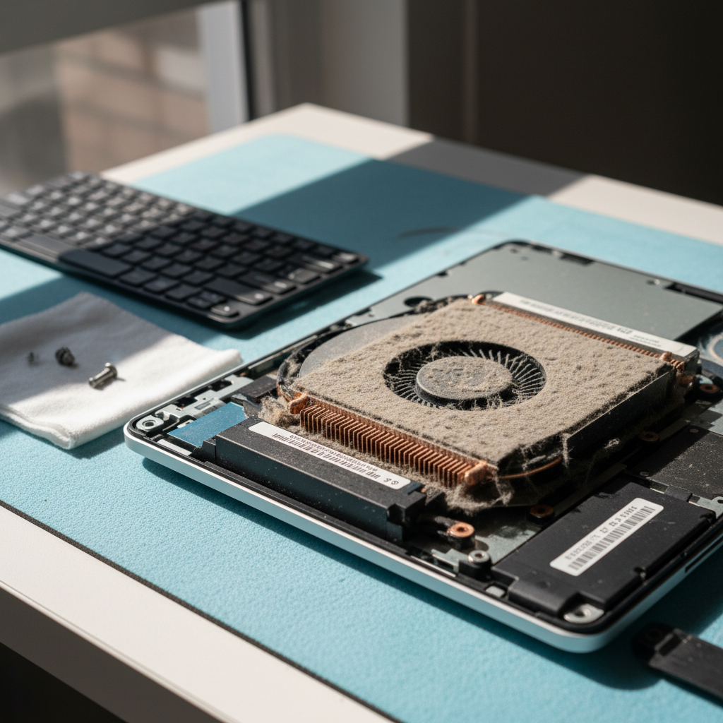 Dust-clogged laptop fan cleaning service in Dover Gardens — Adelaide SA 5048