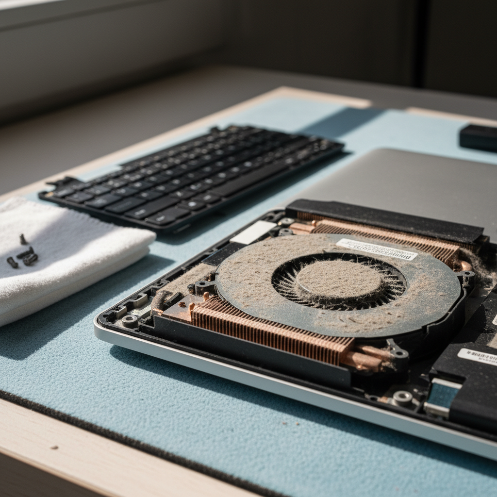 Dust-clogged laptop fan cleaning service in Duckenfield — Newcastle NSW 2321