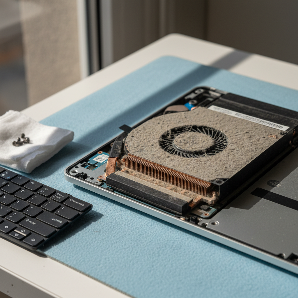 Dust-clogged laptop fan cleaning service in Eagle On The Hill — Adelaide SA 5150