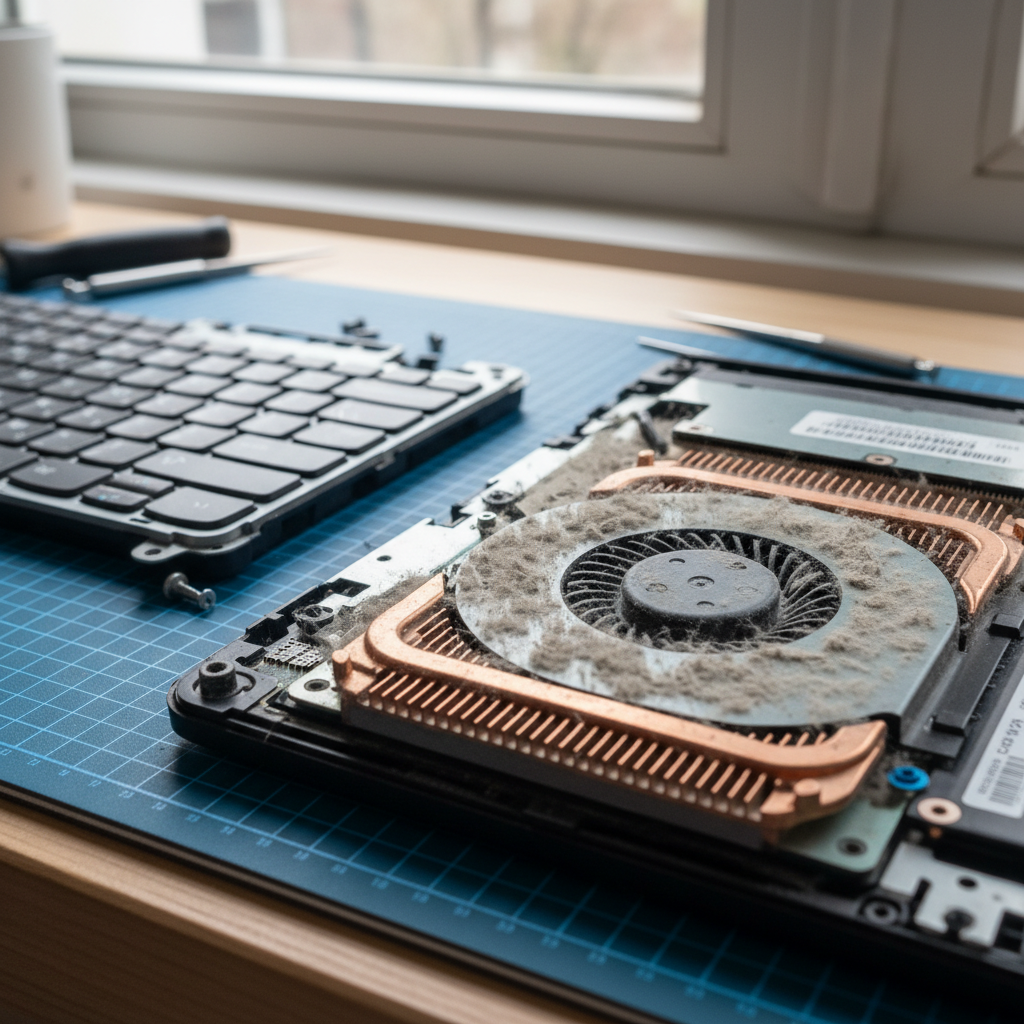 Dust-clogged laptop fan cleaning service in East Arm — Darwin NT 0822