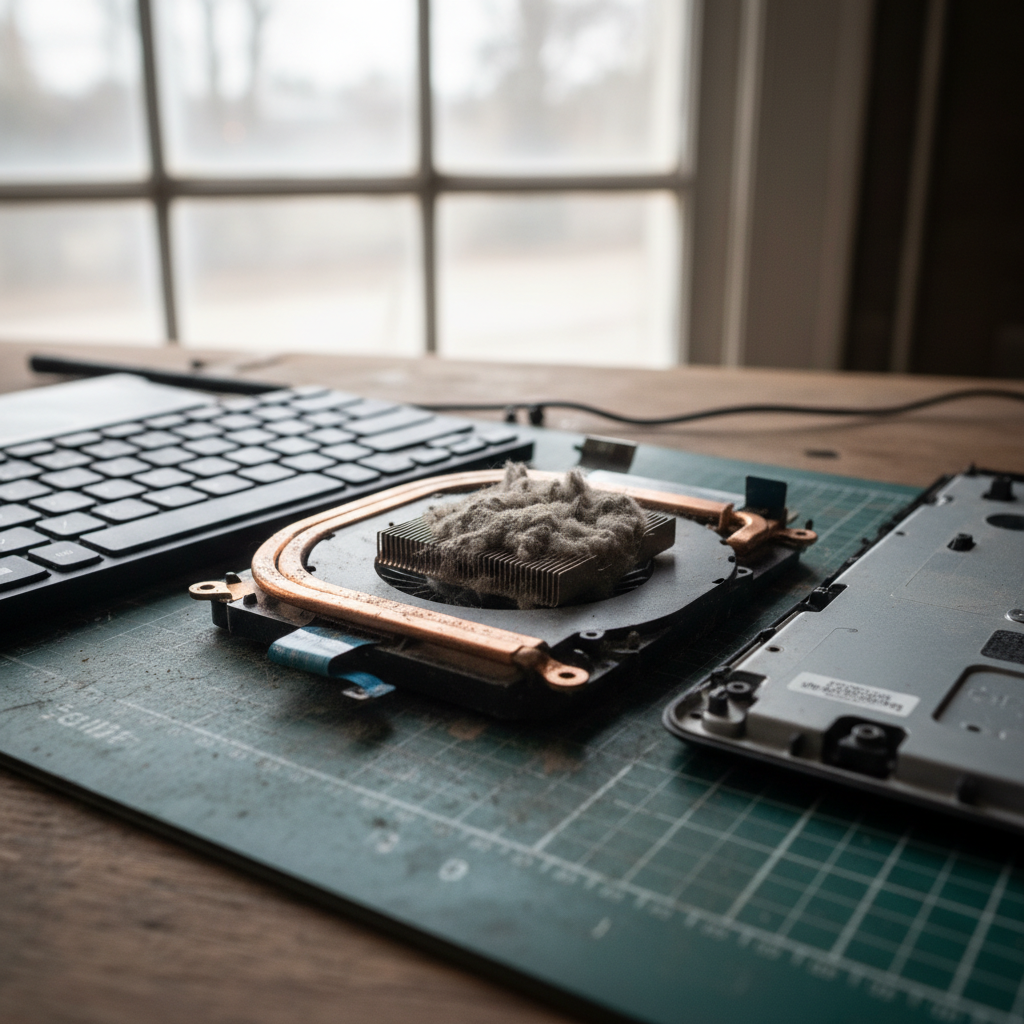 Dust-clogged laptop fan cleaning service in East Branxton — Newcastle NSW 2335