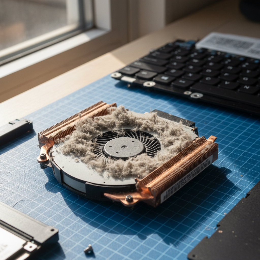 Dust-clogged laptop fan cleaning service in Edgeworth — Newcastle NSW 2285