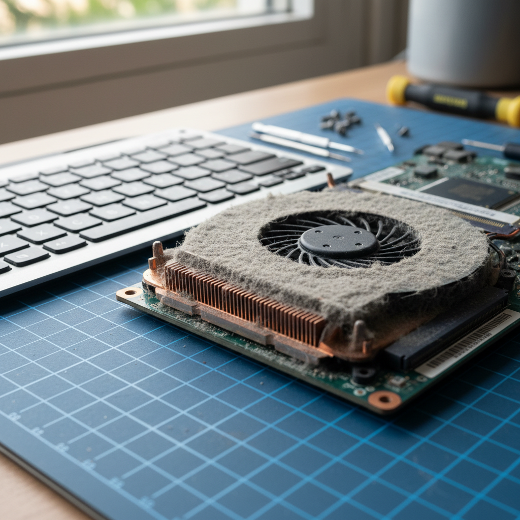 Dust-clogged laptop fan cleaning service in Edinburgh — Adelaide SA 5111