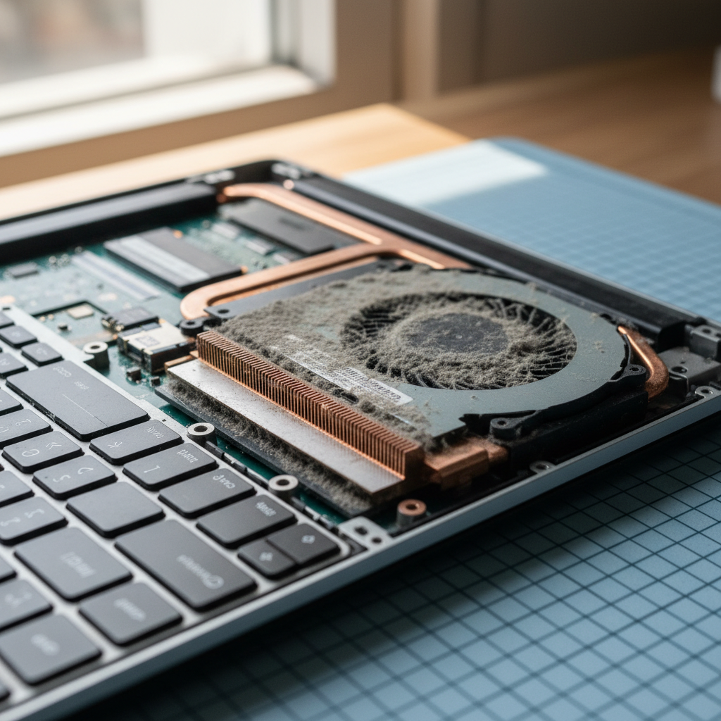 Dust-clogged laptop fan cleaning service in Evanston South — Adelaide SA 5116