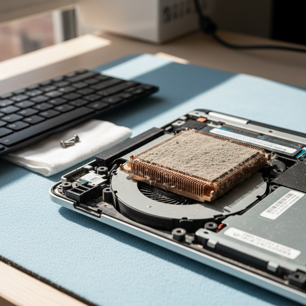 Dust-clogged laptop fan cleaning service in Fairview Park — Adelaide SA 5126