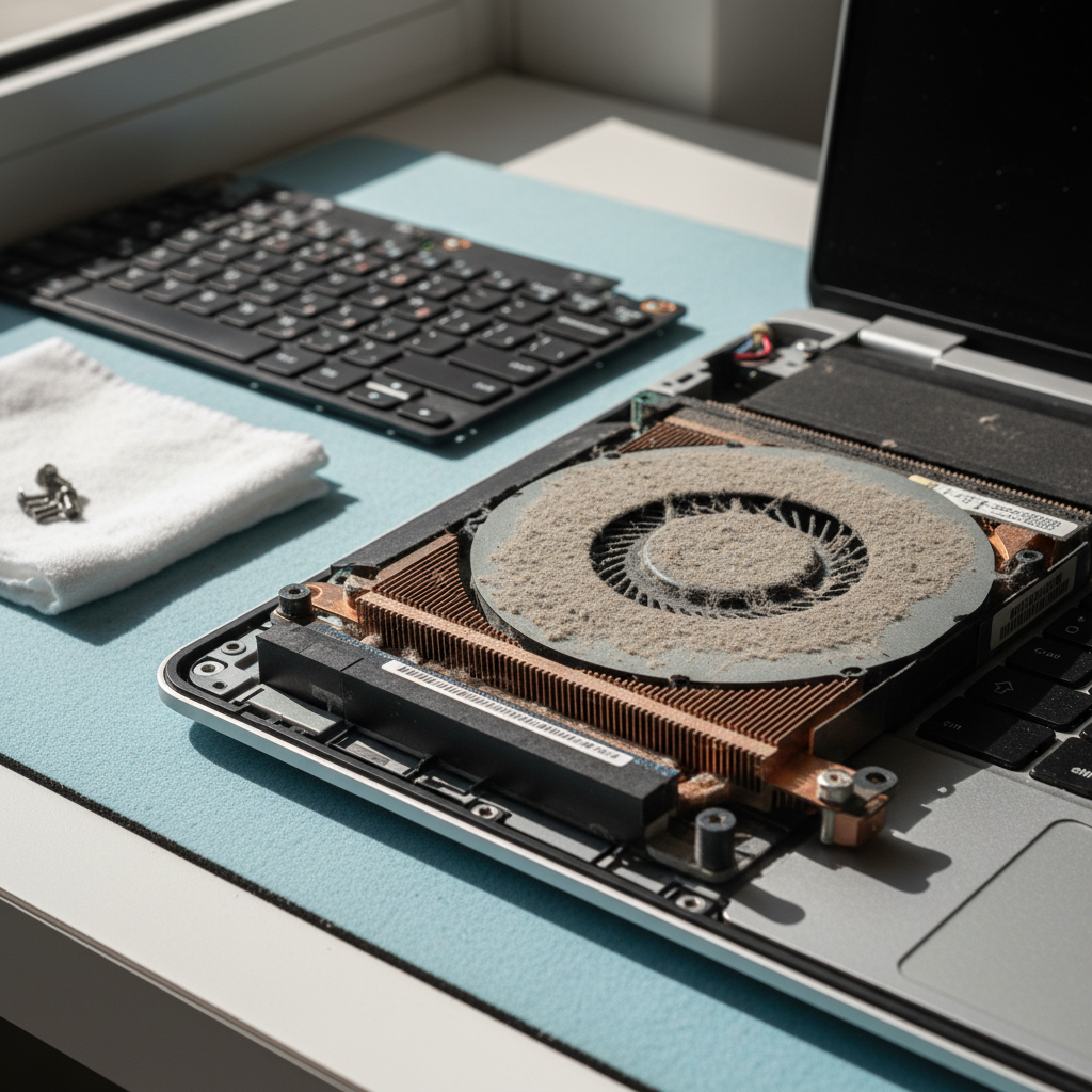 Dust-clogged laptop fan cleaning service in Farley — Newcastle NSW 2320