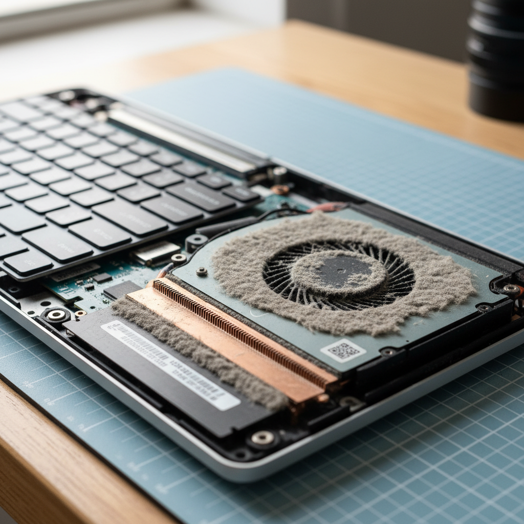 Dust-clogged laptop fan cleaning service in Fennell Bay — Newcastle NSW 2283
