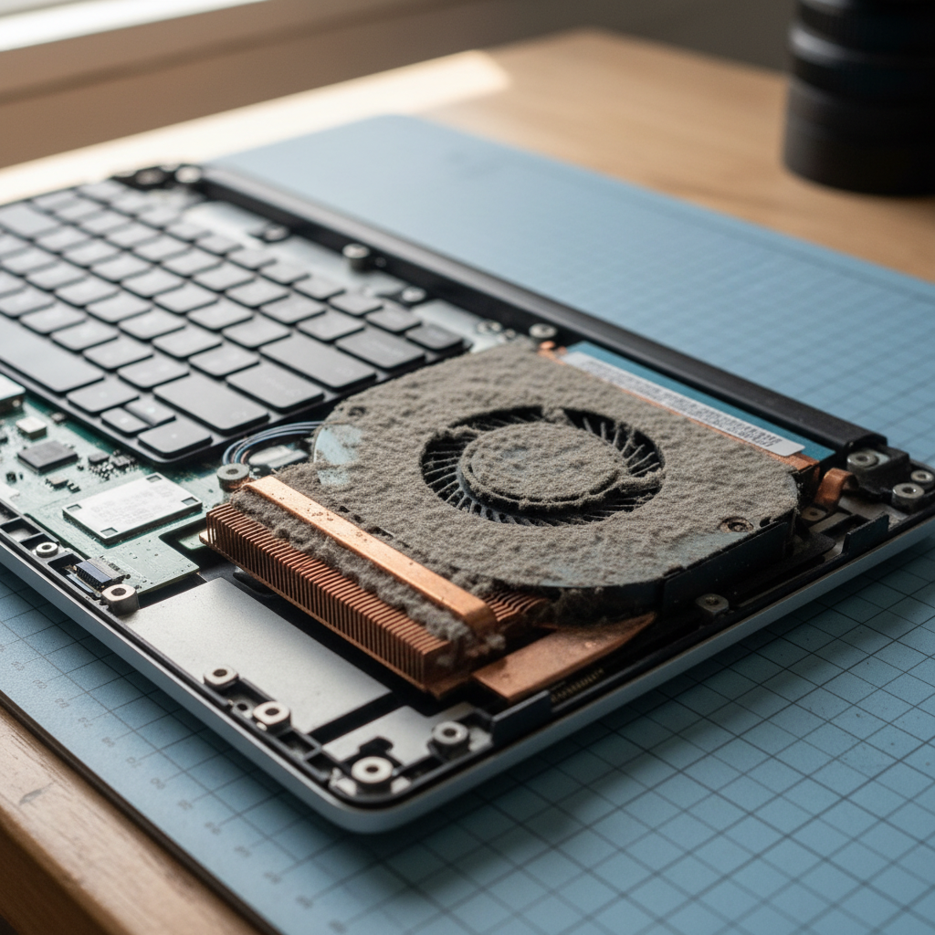 Dust-clogged laptop fan cleaning service in Fern Bay — Newcastle NSW 2295