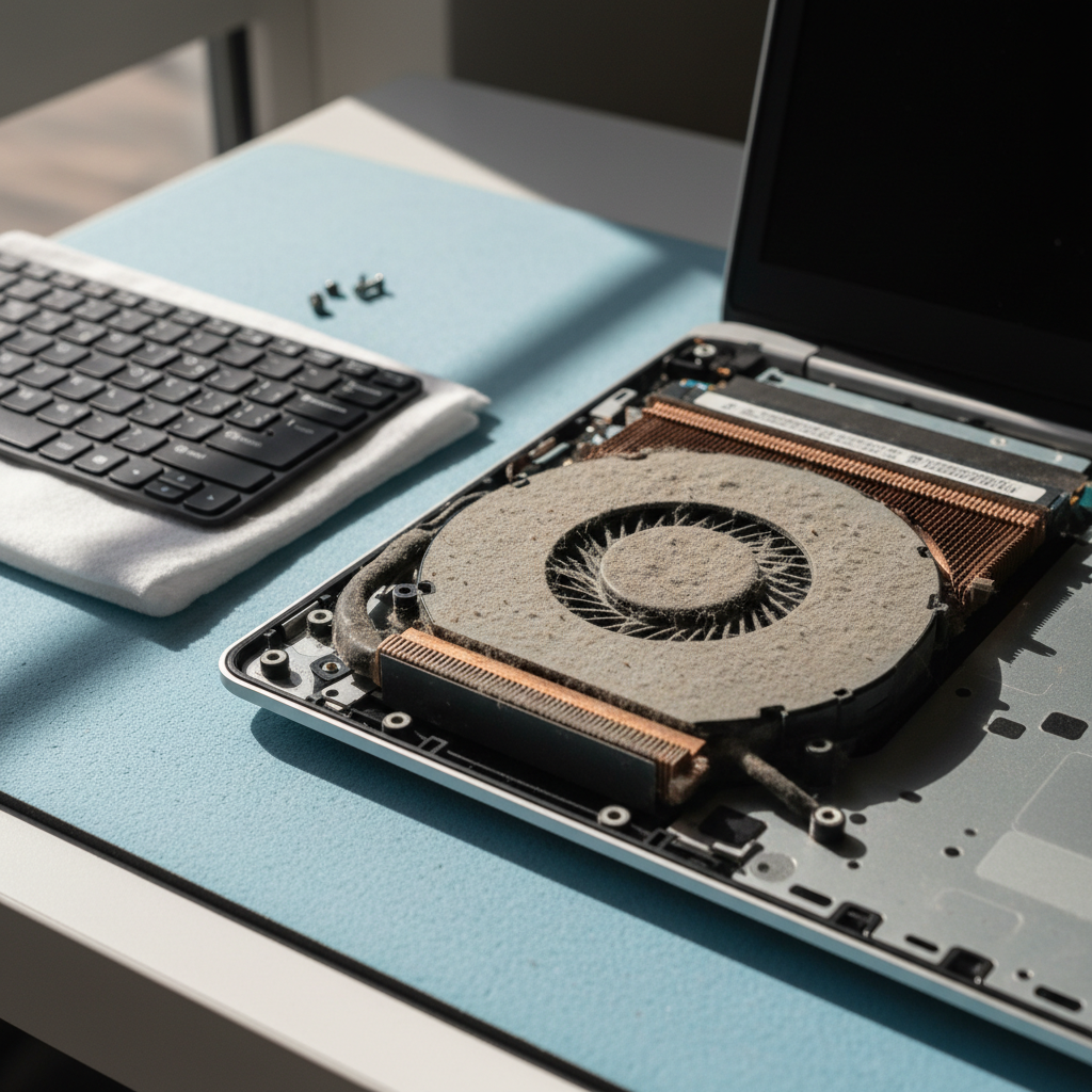 Dust-clogged laptop fan cleaning service in Fishing Point — Newcastle NSW 2283