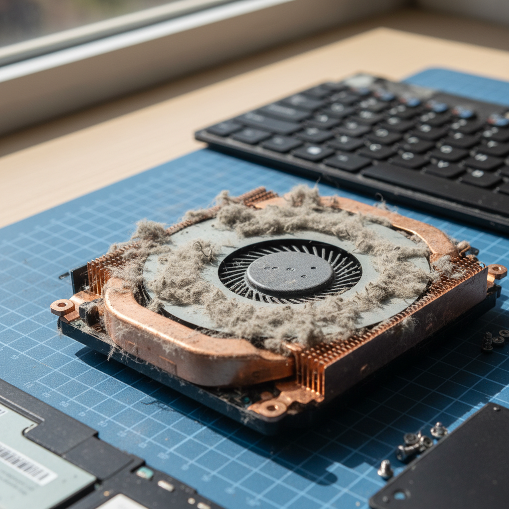 Dust-clogged laptop fan cleaning service in Fitzroy — Melbourne SA 5082