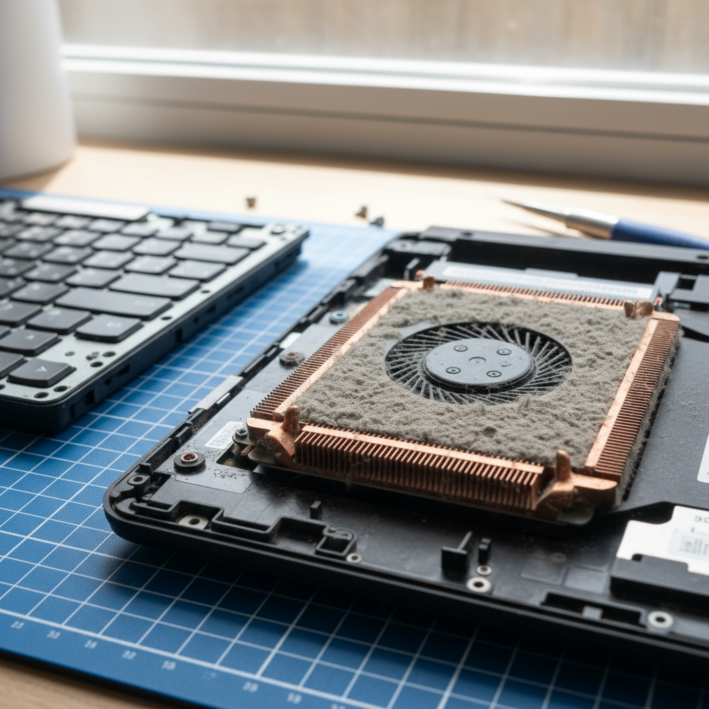 Dust-clogged laptop fan cleaning service in Freemans — Newcastle NSW 2259