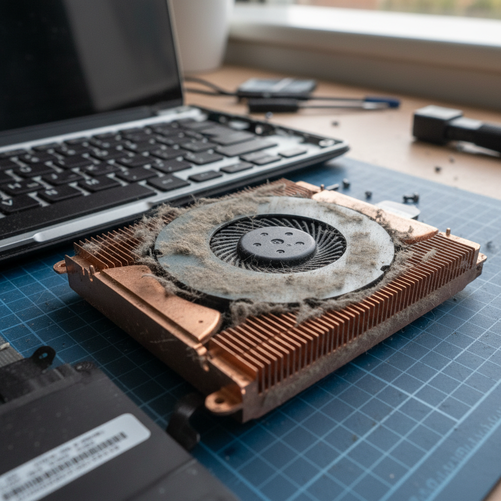 Dust-clogged laptop fan cleaning service in Fulham — Adelaide SA 5024