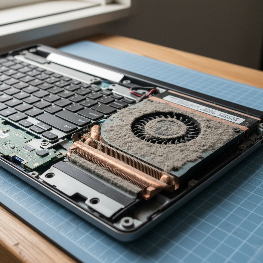 Dust-clogged laptop fan cleaning service in Gawler — Adelaide UNKNOWN