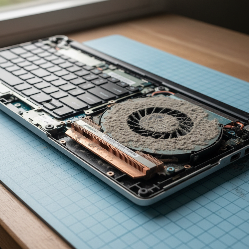 Dust-clogged laptop fan cleaning service in Gepps Cross — Adelaide SA 5094
