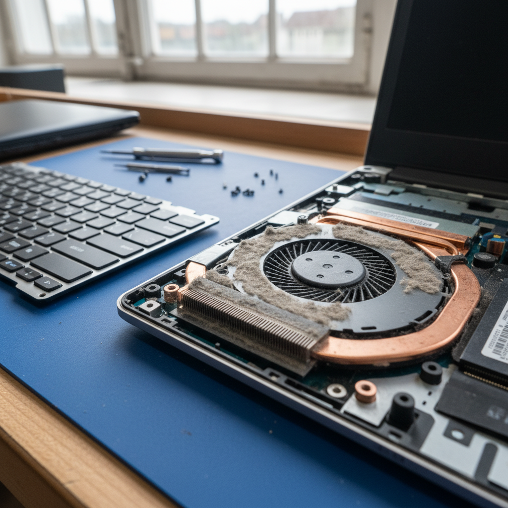 Dust-clogged laptop fan cleaning service in Glandore — Adelaide SA 5037