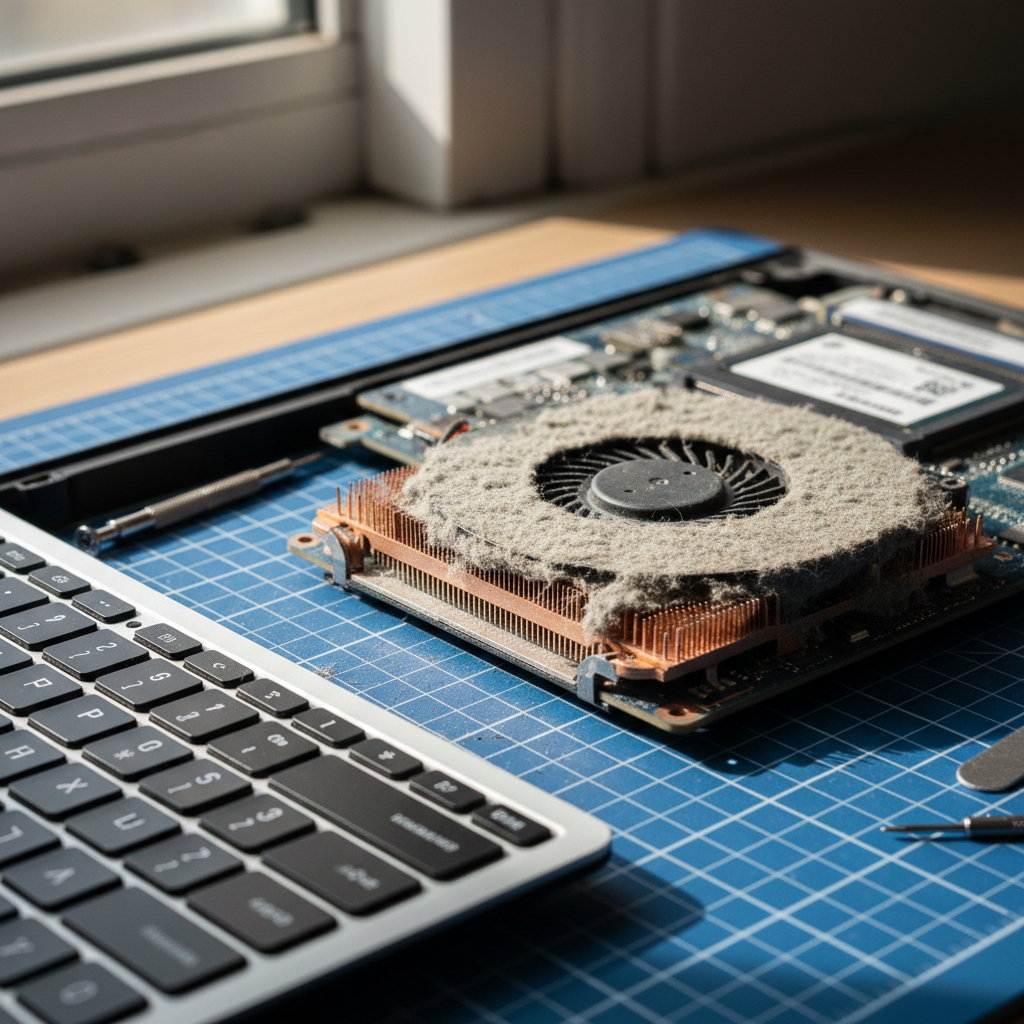 Dust-clogged laptop fan cleaning service in Glanville — Adelaide SA 5015