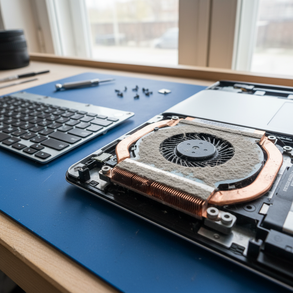 Dust-clogged laptop fan cleaning service in Glendale — Newcastle NSW 2285