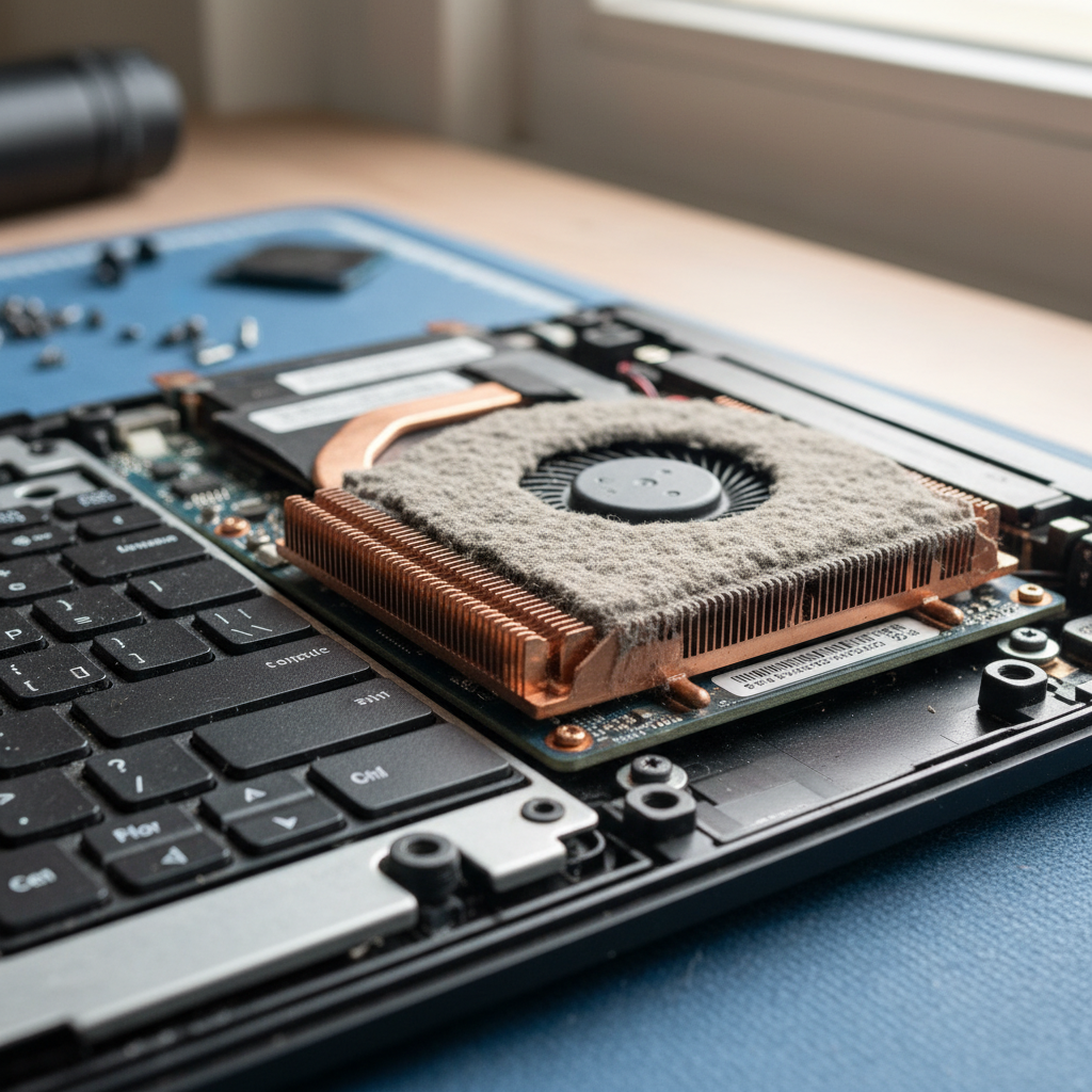 Dust-clogged laptop fan cleaning service in Glenelg East — Adelaide SA 5045