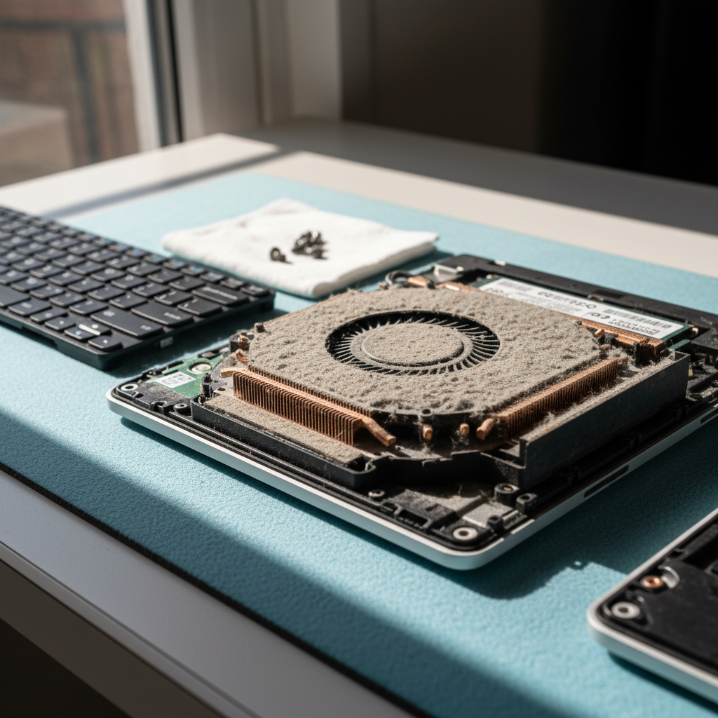 Dust-clogged laptop fan cleaning service in Glenelg Jetty Road — Adelaide SA 5045