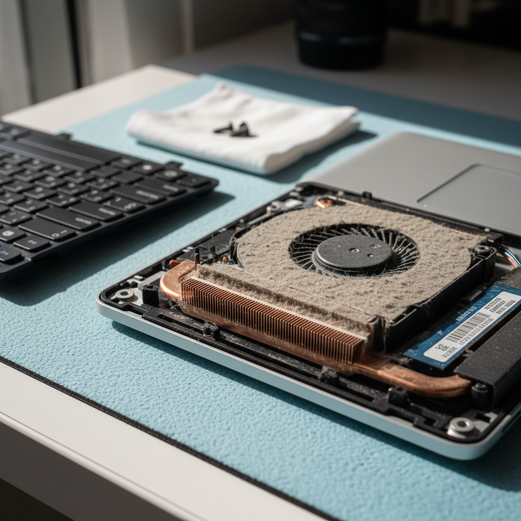 Dust-clogged laptop fan cleaning service in Glenelg South — Adelaide SA 5045