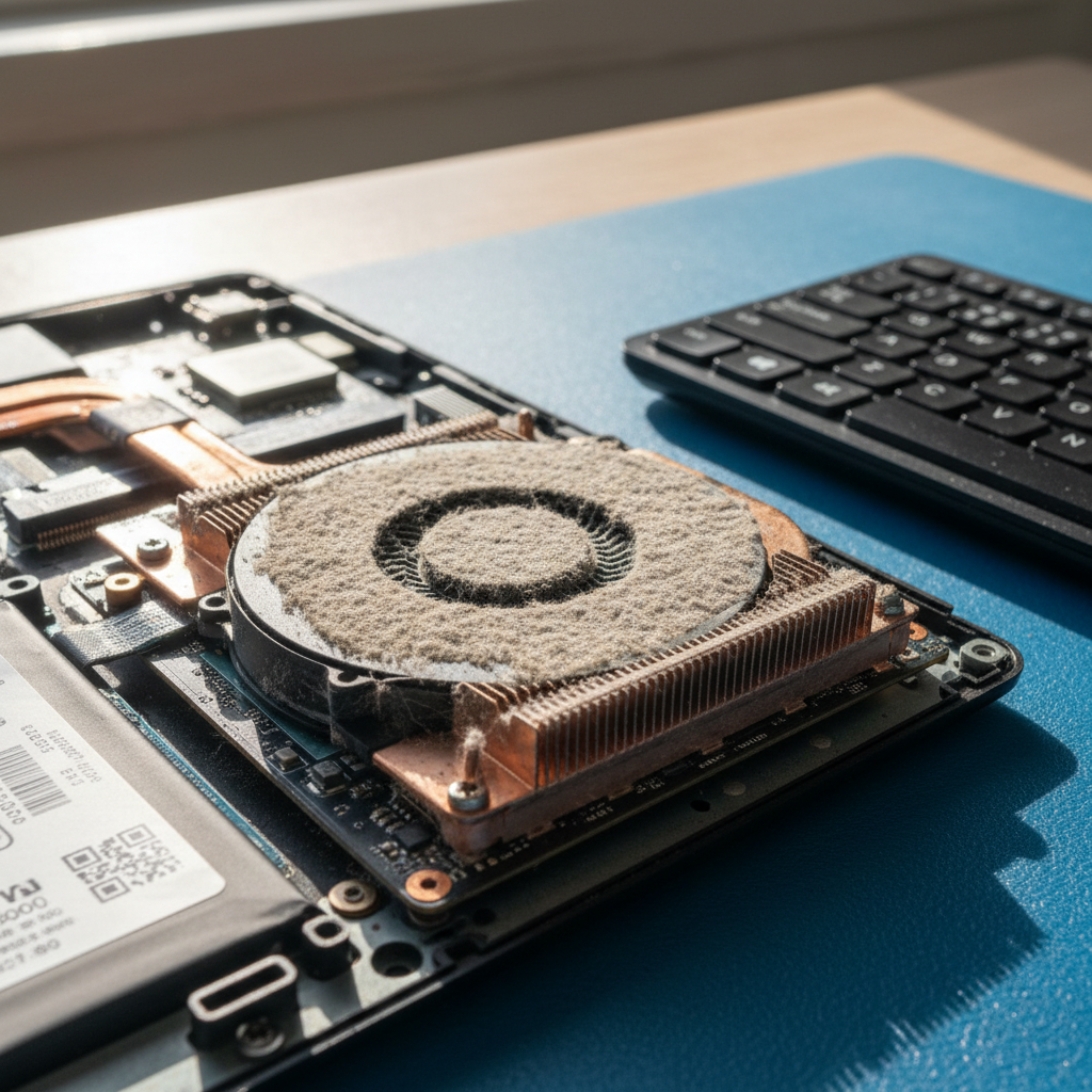 Dust-clogged laptop fan cleaning service in Glynde Plaza — Adelaide SA 5070