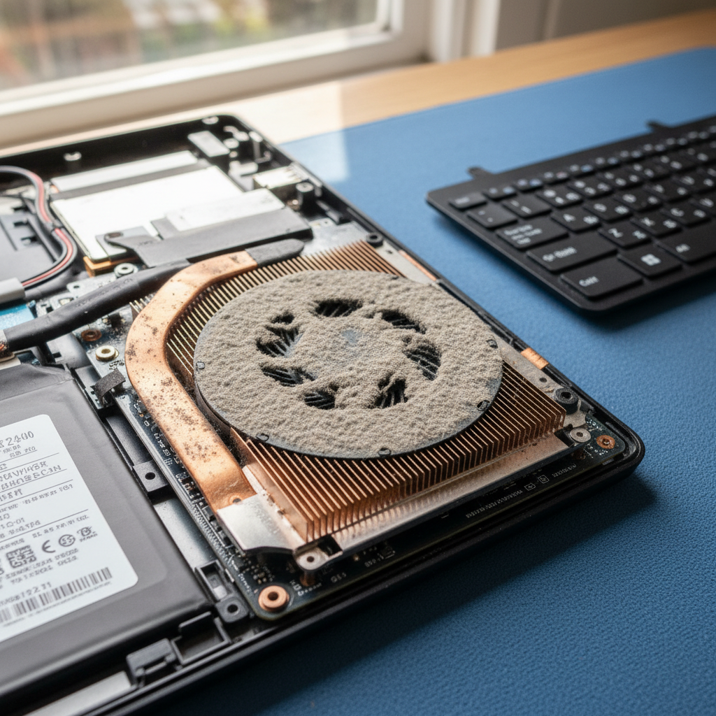 Dust-clogged laptop fan cleaning service in Goodwood — Adelaide SA 5034