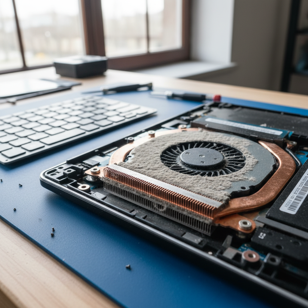 Dust-clogged laptop fan cleaning service in Gosforth — Newcastle NSW 2320