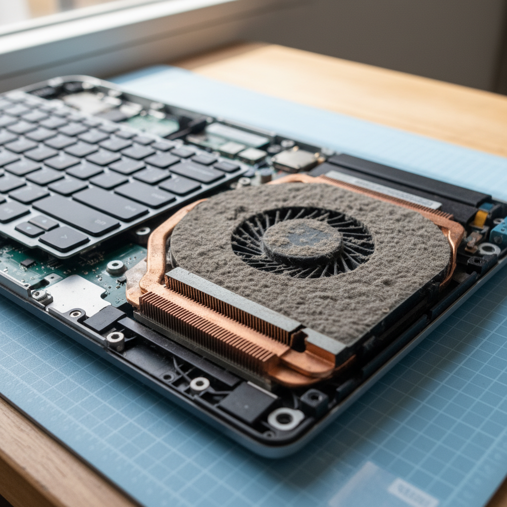 Dust-clogged laptop fan cleaning service in Gray — Darwin NT 0830