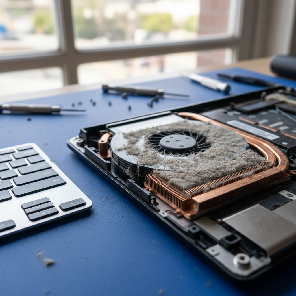 Dust-clogged laptop fan cleaning service in Green Hills — Newcastle NSW 2365