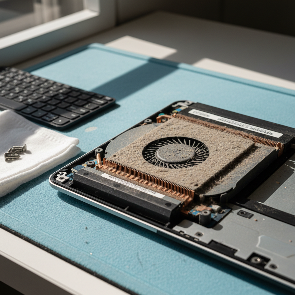 Dust-clogged laptop fan cleaning service in Green Hills Range — Adelaide SA 5153