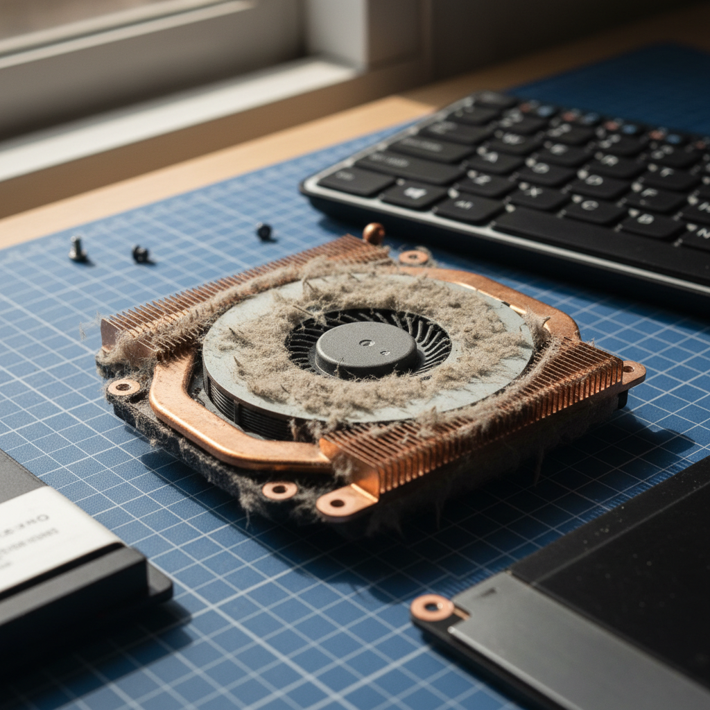 Dust-clogged laptop fan cleaning service in Greenhill — Adelaide SA 5140